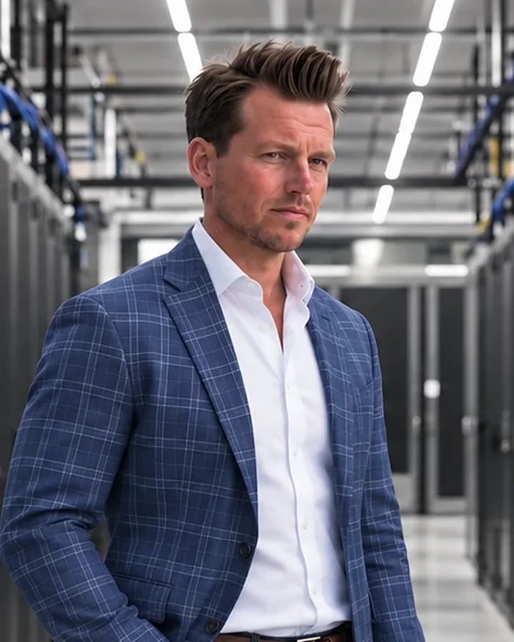 Gyles Uhlenhopp, Chief Investment Officer of PathOne Data Centers, in a data center aisle
